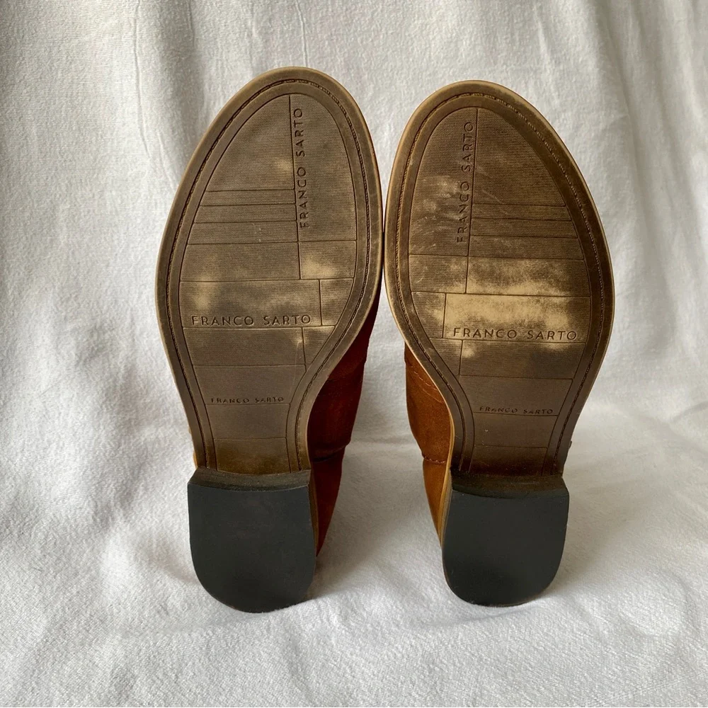 Franco Sarto - distressed leather booties / ankle boots - size 7 - Picture 5 of 10